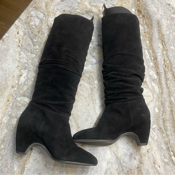 Eileen Fisher DITTO KNEE HIGH BOOT IN BLACK SUEDE Slouchy Boots Women’s 8.5 - Picture 4 of 9